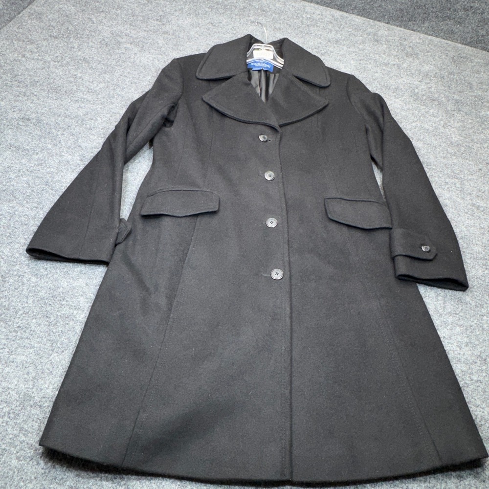Mackintosh New England Coat Womens Large Black Wool Peacoat Winter Dark Academia
